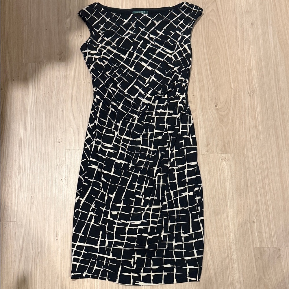 Ralph Lauren Black and Cream Midi Dress